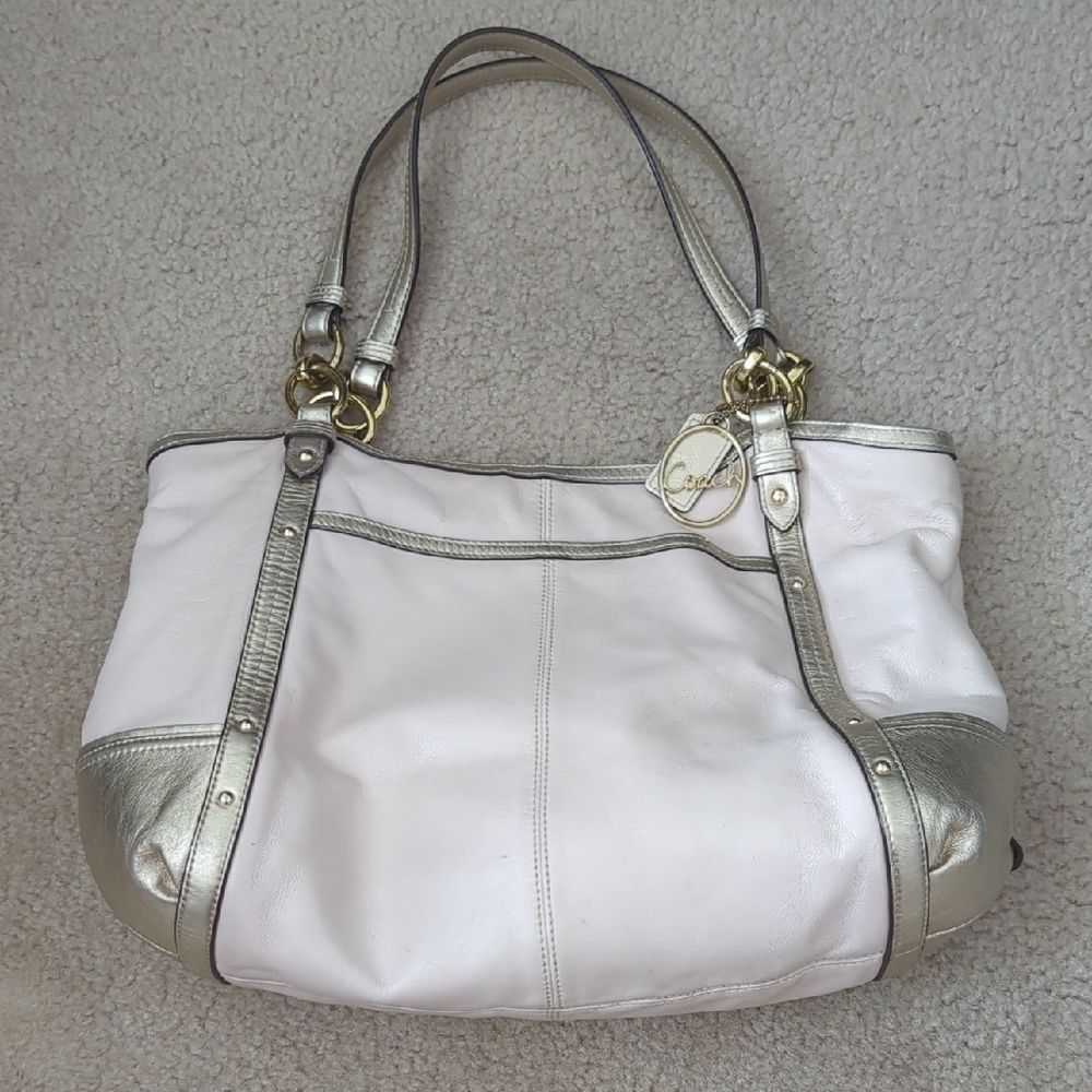 Coach Gold And Off-white Women's Handbag